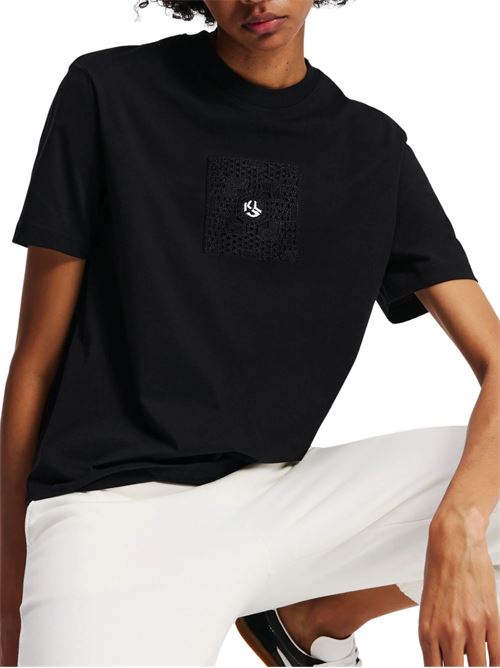 T-shirt donna nera in cotone Karl Lagerfeld jeans | A2W17096999